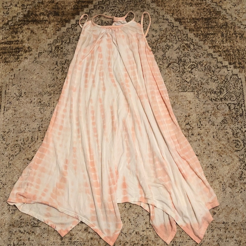 Girls Nordstrom Peach & Cream Tie-Dye Maxi Dress